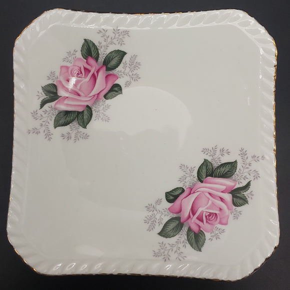 Adderley - Pink Roses B - Square Condiment/Trinket Dish
