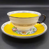 Crown Staffordshire - Colourful Flowers, Orange Band - Duo