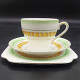 Bell China - Ring of Yellow Leaves, Green Rim - Trio