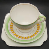 Bell China - Ring of Yellow Leaves, Green Rim - Trio