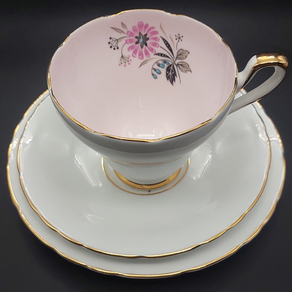 Sutherland - Central Pink Flower, Light Blue Exterior - Trio