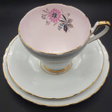 Sutherland - Central Pink Flower, Light Blue Exterior - Trio