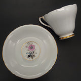 Sutherland - Central Pink Flower, Light Blue Exterior - Trio