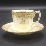 Crown Staffordshire - Floral Spray, Gold Floral Filigree - Demitasse Duo