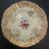 Crown Staffordshire - Floral Spray, Gold Floral Filigree - Demitasse Duo