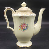 Crown Staffordshire - Floral Spray, Gold Floral Filigree - Coffee Pot