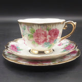 Unmarked - Pink Roses with Heavy Gold Rim - Trio