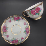 Unmarked - Pink Roses with Heavy Gold Rim - Trio