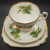 Roslyn - Wheatcroft Roses, No 6 Peace - Trio with Rosebud Cup Interior