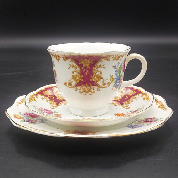 Foley - Floral Sprays, Maroon Shields - Trio