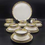 Bishop & Stonier - Flowers on Yellow and Black Band - Tea Set