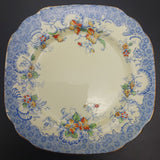 Crown Staffordshire - Red and Orange Flowers, Blue Rim - Trio