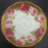 Royal Albert - Old English Rose 2735, Heavy Gold Rim - Trio: Avon Cup, Square Side Plate