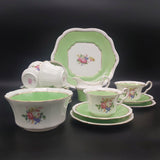 E Hughes & Co Paladin - Floral Spray with Green Band - 21-piece Tea Set