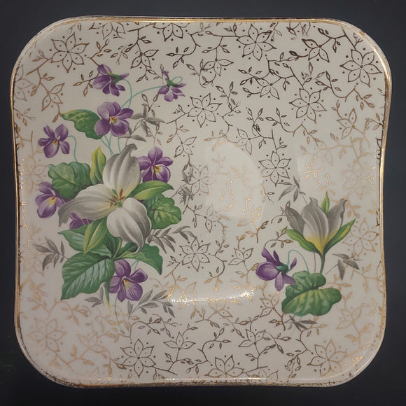 Midwinter - Trilliums and Violets - Square Dish
