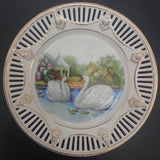 Unknown Maker - White Swans - Pierced Rim Display Plate