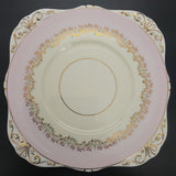 Grafton - Pink Band, Gold Filigree, Blue Spots - Cake Plate