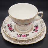 Colclough - Pink Rose, Gold Filigree, 8245 - Trio
