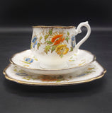 Royal Albert - Blue, Orange and Yellow Flowers, 7729 - Trio, Hampton