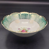 Japanese-made - Floral Spray, Green Band - Serving Bowl