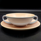 Poole - C100 Peach Bloom and Mist Blue - Soup Bowl and Saucer