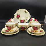 Roslyn - Wheatcroft Roses, No 2 Grand Gala on Cream - 21-piece Tea Set