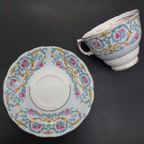 Colclough - Pink and Blue Flowers, Acanthus Leaves - 21-piece Tea Set