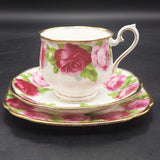 Royal Albert - Old English Rose 4571 - Trio: Hampton Cup, Square Side Plate