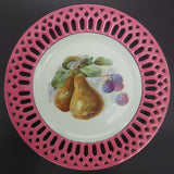 Victoria - Fruit, Pears - Display Plate with Pink Pierced Rim