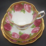 Royal Albert - Old English Rose 5070, Heavy Gold Rim - Trio: Malvern Cup, Round Side Plate