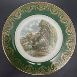 Unmarked - Cows Crossing Water Near Farmhouse, Green Rim - Display Plate
