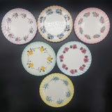 Queen Anne - Spring Flowers with Coloured Rims - Set of 6 Trios