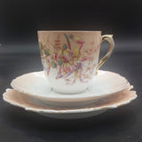 Vintage - Pink Flowers, Purple Ribbon, Blush Rim - 20-piece Tea Set