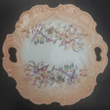 Vintage - Pink Flowers, Purple Ribbon, Blush Rim - Cake Plate