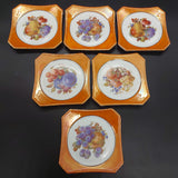 Carl Tielsch - Fruit, Orange Rim - Set of 6 Sandwich Plates