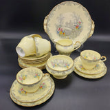 Aynsley - Queen's Garden on Yellow - 20-piece Tea Set