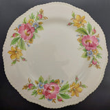 Wood's Ivory Ware - Pink, Blue and Yellow Flowers - Salad Plate