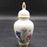 Alka - Blue, White and Pink Flowers - Small Lidded Vase