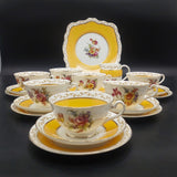 Foley - Floral Sprays, Yellow Band - 21-piece Tea Set
