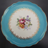 James Kent -  Floral Spray, Turquoise Band - Cake/Pavlova Plate