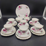 Royal Vale - Pink and Maroon Roses - 21-piece Tea Set