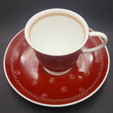 Susie Cooper - Dots and Squiggles, Maroon - Demitasse Duo