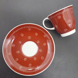 Susie Cooper - Dots and Squiggles, Maroon - Demitasse Duo