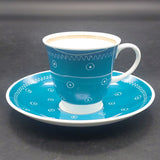 Susie Cooper - Dots and Squiggles, Turquoise Blue - Demitasse Duo