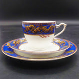 Grafton - Dragon on Blue Band with Pattern on Outside of Cup - Trio