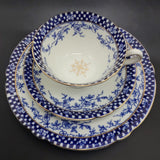 Melba - Blue Flowers and Checkered Rim, 8912 - 21-piece Tea Set