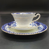 Melba - Blue Flowers and Checkered Rim, 8912 - 21-piece Tea Set