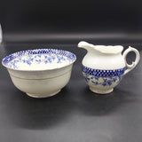 Melba - Blue Flowers and Checkered Rim, 8912 - 21-piece Tea Set