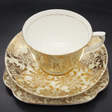 Colclough - Gold Filigree on Yellow - Trio