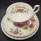 Royal Albert - Flowers of the Month Series: November, Chrysanthemum  - Trio